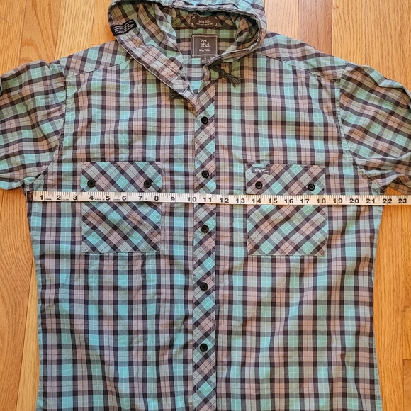 🌷3/$15🌷 LRG Lifted Research Group Plaid Button Shirt Hood Hoodie Long Sleeve - Picture 5 of 7